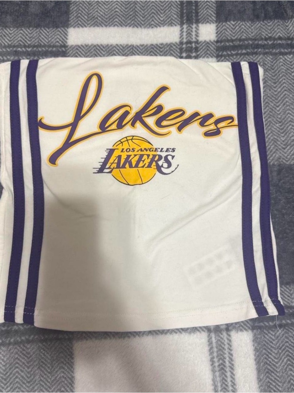 NBA Los Angeles Lakers White Crop Top with Purple and Gold Logo